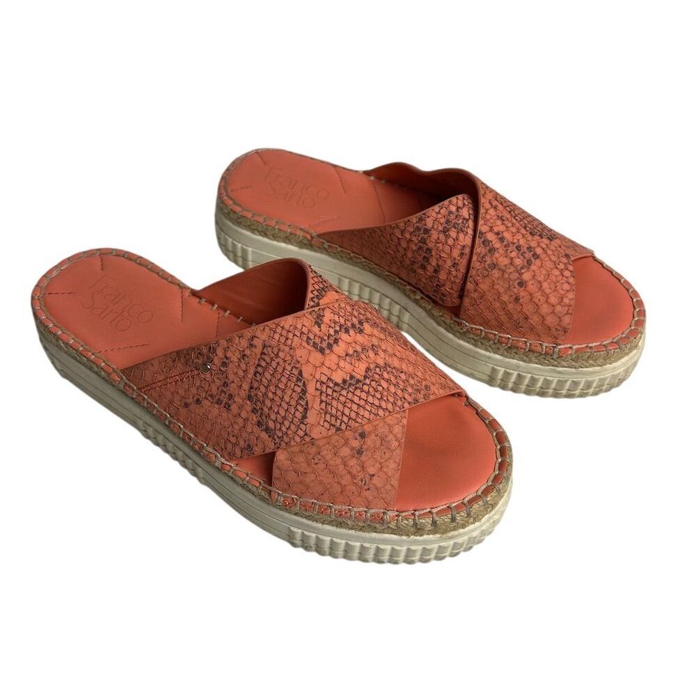 Franco Sarto Women's Orange Snakeskin Platform Sandals Size 8